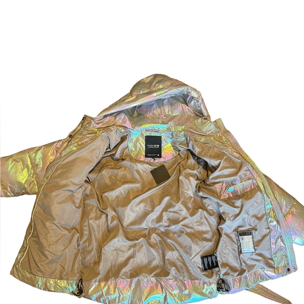 NOIZE champagne hooded and belted puffy jacket Size:M - Picture 6 of 10